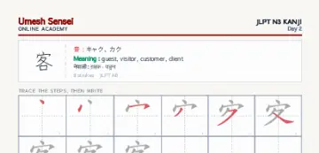 客 kanji practice sheet (portrait) — umeshsensei.com