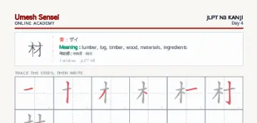 材 kanji practice sheet (portrait) — umeshsensei.com