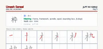 枠 kanji practice sheet (portrait) — umeshsensei.com