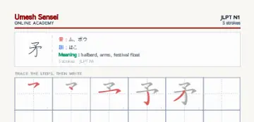 矛 kanji practice sheet (portrait) — umeshsensei.com