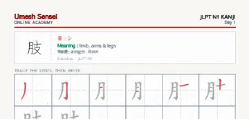肢 kanji practice sheet (portrait) — umeshsensei.com