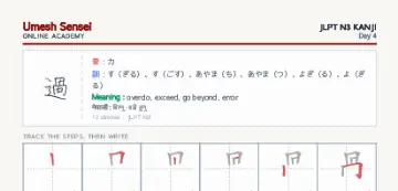 過 kanji practice sheet (portrait) — umeshsensei.com