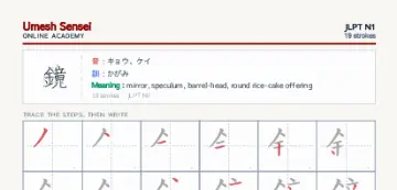 鏡 kanji practice sheet (portrait) — umeshsensei.com